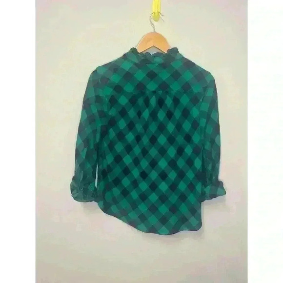 Ladies popover flannel with ruffle collar size petite medium - Picture 2 of 3